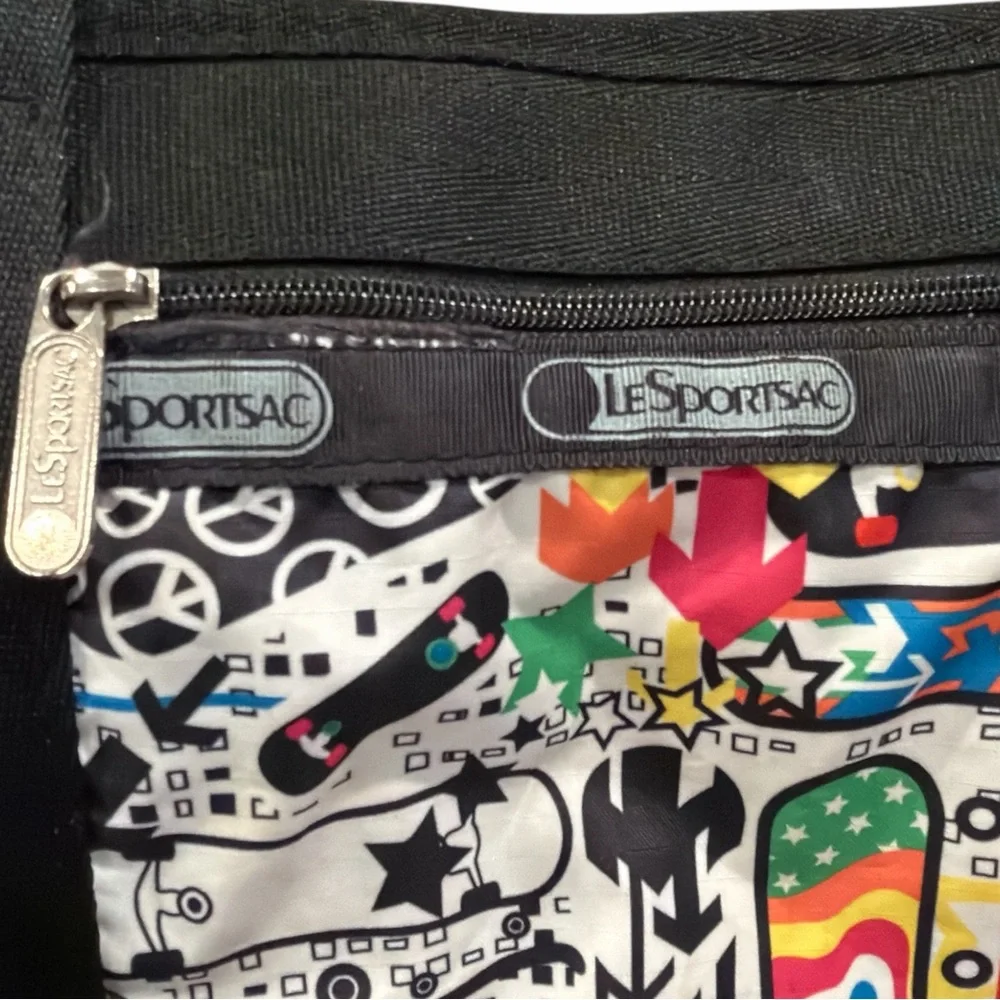 LeSportsac Skateboard Peace All-Over Print Large Tote